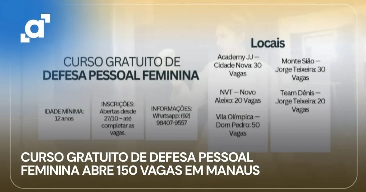 Curso gratuito de defesa pessoal para mulheres em Manaus oferece 150 vagas