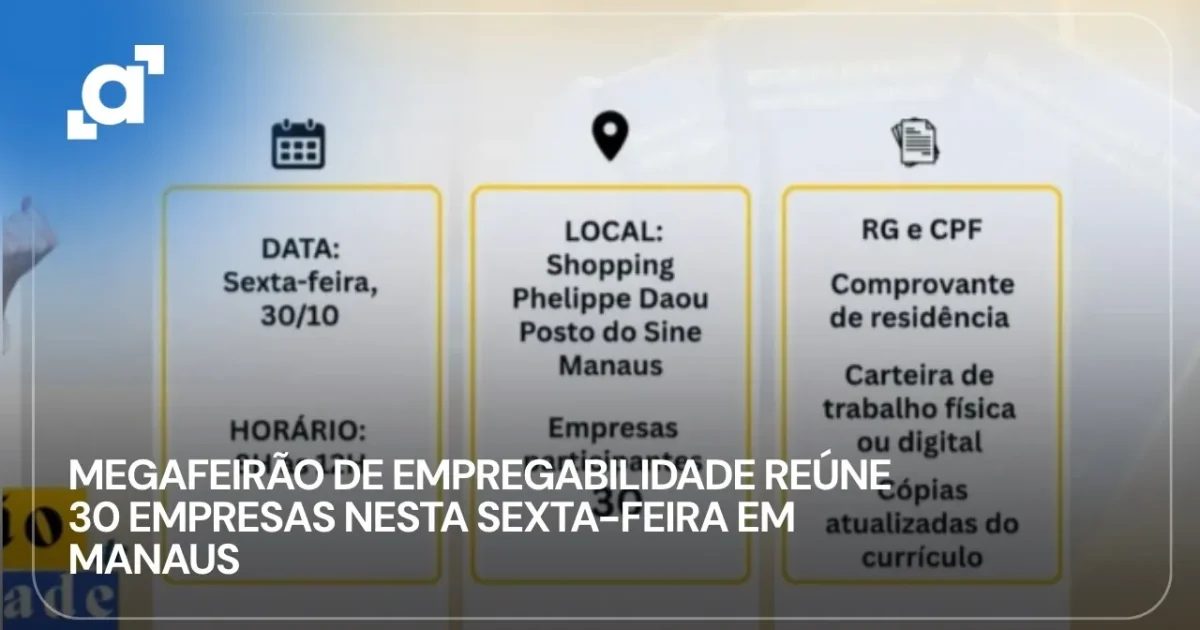 Megafeirão de Empregabilidade oferece mais de 2 mil vagas em Manaus