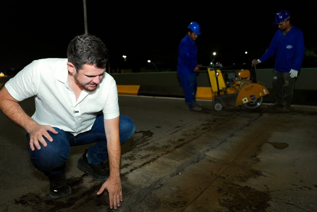 Prefeito Renato Junior vistoria troca de juntas de dilatação em viaduto sem manutenção há mais de 30 anos